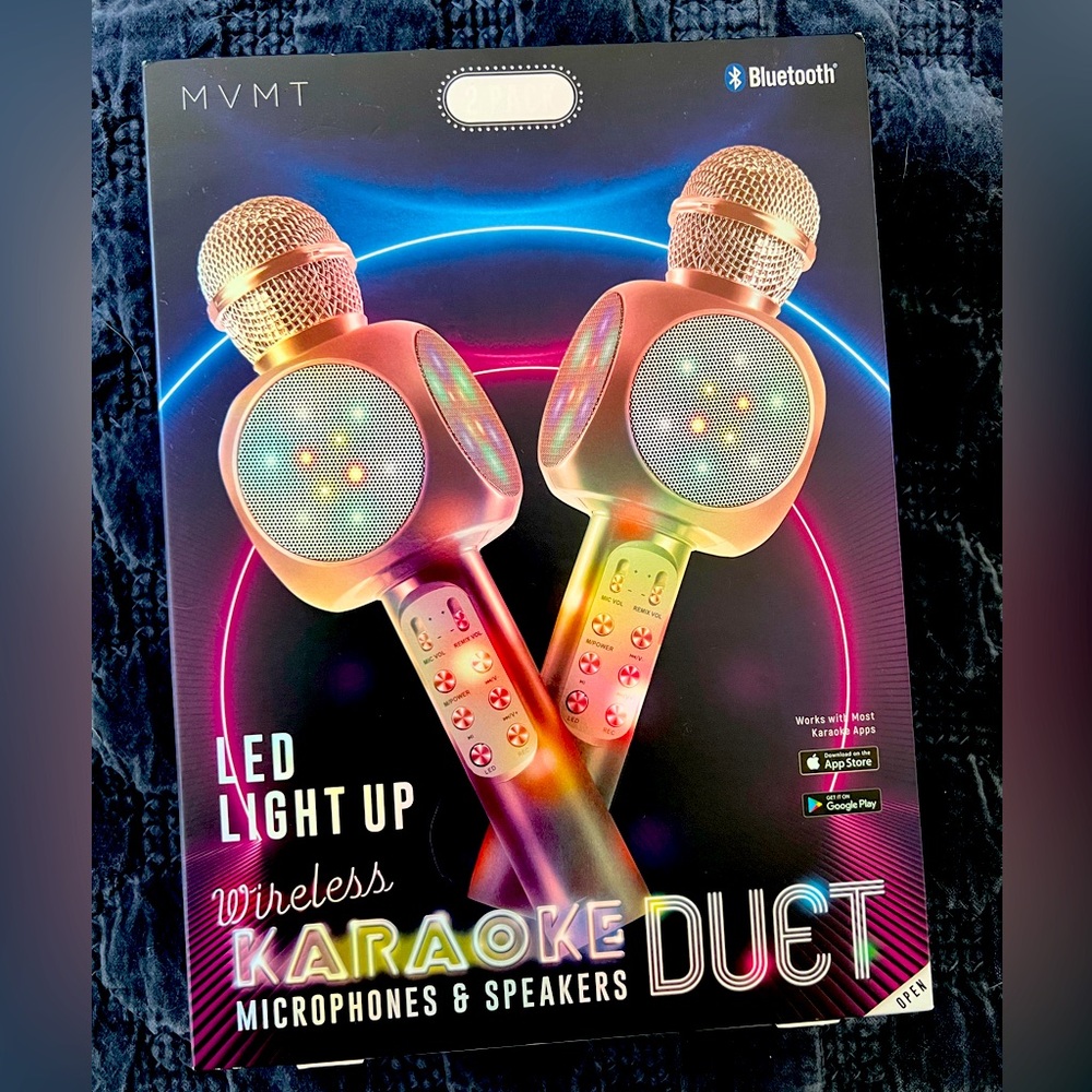 New - MVMT Wireless Karaoke Microphones & Speakers Duet - set of 2